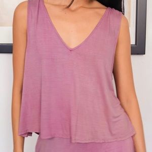 Takin' it Easy Mauve Tie-Dye Cropped Tank Top